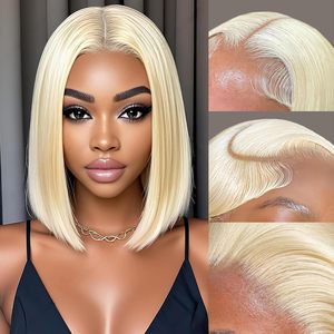 Perruque <span class=keywords><strong>Bob</strong></span> Lace Front en Cheveux Brésiliens Remy avec Dentelle Transparente, Courte, Décolorée, Sans Colle, Prête à l'Expédition <span class=keywords><strong>pour</strong></span> Femmes Africaines - Product Image 4