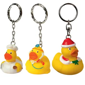 Presentes personalizados Promoção Cute Duck Keychains PVC Keychains Cartoon 3D Soft Plastic Figura Chaveiro chaveiro