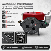 Moteur diesel monocylindre 4 temps 20 CV Euro 3 refroidi par eau LD1115 1,2 L avec démarrage au pied, pompe à roulement, facile à utiliser, garantie 1 an