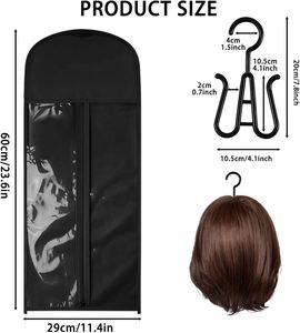 Wholesale Wig <b>Storage</b> <b>Bag</b> Dust-proof Packaging <b>Bag</b> Long Strap Clothes Hanger Non-woven Fabric Zipper <b>Plastic</b> Wig <b>Bag</b> - Product Image 2