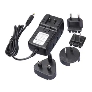 CE approval 24V power adaptor 1Amp wall plug with interchangeable UK EU US plug