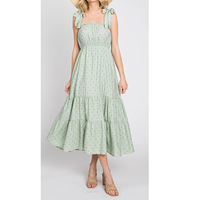Robe de maternité mi-longue décontractée d'été à nouer aux épaules, à pois, froncée, taille unique pour femmes enceintes