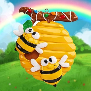 Adorno Navideño Personalizado de <span class=keywords><strong>Colmena</strong></span> con 2 Abejas, Nombre Personalizado, Decoración para Árbol de Navidad, Colgante de Resina, Regalo - Product Image 2