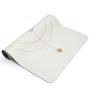 Nhà Máy Bán buôn giá chakela phân hủy sinh học Non-Slip Trắng PU Yoga <span class=keywords><strong>Mat</strong></span> với biểu tượng tùy chỉnh in ấn vàng - Product Image 4