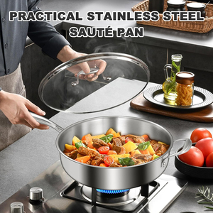 Sartén de Acero Inoxidable Triple con Revestimiento Antiadherente de Alta Calidad, Capacidad de 4-5L, Apta para Gas e Inducción, Estilo Americano - Product Image 6