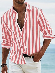 Camicia da Uomo di Qualità con Maniche Lunghe, Moda a Righe Verticali Bianche <span class=keywords><strong>e</strong></span> Nere, Taglie Grandi - Product Image 5