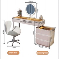 Mobilier de luxe blanc pour femmes coiffeuses de coin modernes avec miroir à led et armoire pour chambre à coucher