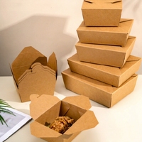 Restaurant voedselveilige kraftpapieren ecovriendelijke draagbare afhaalkartonnen doos voor gebak, soep, donuts, fruitsalade, warme gerechten en brood