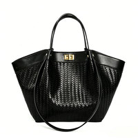 Sac à main en PU pour femme, texture tressée, style français, luxe de niche, sac fourre-tout sophistiqué et polyvalent, sac panier, simplicité urbaine