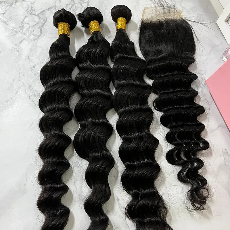 100 Brazilian Top Quality Wholesale Virgin Vendor Extensions Unprocessed Mink 3 Weaves Human Hair Bundles With Hd Closure Set