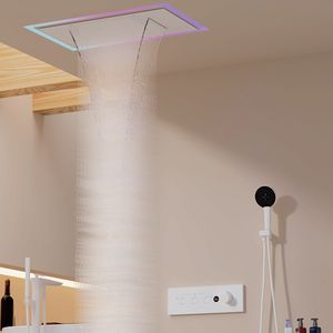 Matte Black Thermostatic Super Large Bathroom Shower <strong>System</strong> Bubble Waterfall Rain Shower Head Polished Brass <strong>Material</strong> - Product Image 1