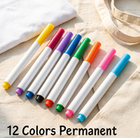 Ensemble de marqueurs textiles lavables à pointe de 2 mm pour vêtements, t-shirts, baskets, sacs et peinture sur tissu, marqueurs textiles permanents, 12 couleurs