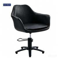 Ensemble de mobilier de salon de coiffure moderne noir avec miroir LED, fauteuil de lavage et fauteuil de coiffage
