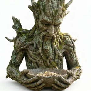 Mangeoire à oiseaux fantaisie en forme d'homme-arbre, sculpture en résine <span class=keywords><strong>Greenman</strong></span> avec bol portable pour l'extérieur, le jardin, l'attraction de la faune. - Product Image 5