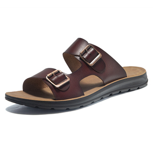 Sandales et claquettes pour hommes, d'extérieur, de plage, plates, à bout ouvert, sportives, en cuir, basses, d'été - Product Image 4