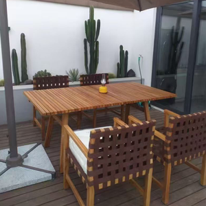 Luxury Teak Wood Outdoor Dining Set Garden Rope Furniture Waterproof Cushion <strong>Patio</strong> <strong>Table</strong> Chairs Hotel Villa Restaurant - Product Image 4