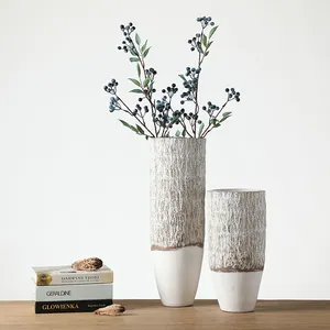 Vaso de cerâmica para decoração, vaso de flores artesanal branco e nórdico para decoração de casa, vaso de resina