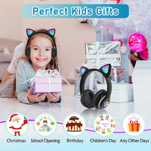 STN-28 Cat Ear Hoofdtelefoon Opvouwbare Kaart-Insteek Licht-Up Kids Draadloze Headset - Product Image 2