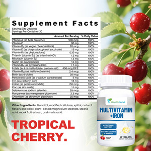 Comprimés multivitaminés de fer de haute qualité, sélénium, manganèse, complément alimentaire qui soutient la santé des os, des muscles et un système immunitaire équilibré. - Product Image 6