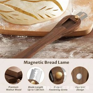 Wooden <b>Bread</b> Scoring <b>Knife</b> With Replaceable Blades For Baking Artisan <b>Bread</b> Dough Pattern Cutting Tool - Product Image 2