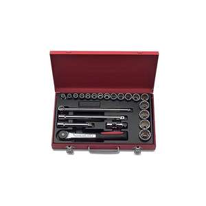 USAG - U06132015 Assortiment en boîtier en tôle d'acier avec douilles bihexagonales et cliquet de 1/2 ''(22 pièces) ENSEMBLES DE CLIQUET ET DE DOUILLES - Product Image 1