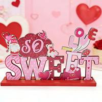 Décoration de table en bois Saint-Valentin LOVE KISS SWEET, ornement autoportant pour mariage, fête, décoration intérieure