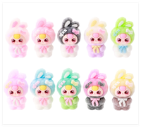 Figurines 3D de lapins floqués Kawaii pour bureau, collection de jouets pour enfants, sacs surprises mystères, figurines mignonnes, cadeaux