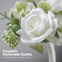 Boutonnière de poignet en rose artificielle blanche, fleur de simulation pour la mariée, le marié, la demoiselle d'honneur, la décoration de mariage, de banquet et de fête