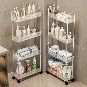 Supporto per organizer per la casa da <span class=keywords><strong>cucina</strong></span> in PET <span class=keywords><strong>trasparente</strong></span> di lusso leggero decorativo a 3 livelli con ruote - Product Image 6
