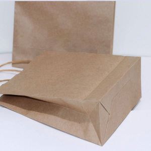 Single Color Name logo Printing Small Quantity Cheap Natual Color Bag 120gsm Kraft Paper Gift Bags Custom - Product Image 3