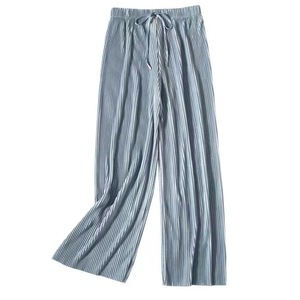 <span class=keywords><strong>Pantalon</strong></span> Femme Large <span class=keywords><strong>Pas</strong></span> <span class=keywords><strong>Cher</strong></span> à Taille Haute Élastique à Cordon, Couleur Unie, Coupe Ample, Long, Plissé, Vente en Gros - Product Image 4