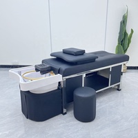 Équipement de salon, lit de lavage pour spa capillaire avec réservoir d'eau, table de massage thaï avec shampoing