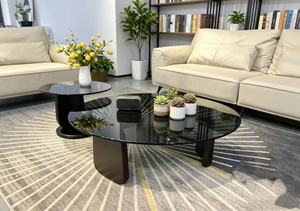 Modern <b>Nesting</b> <b>Coffee</b> <b>Table</b> Set <b>Round</b> Tempered Glass Top Metal Frame Contemporary Living Room Furniture - Product Image 4