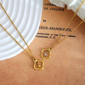 Trendy 2026 <b>Charm</b> Necklaces Hypoallergenic Jewelry 316l Stainless Steel 18k PVD Gold Plated Flower Zircon Necklace for Women - Product Image 4