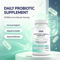 Capsules de probiotiques en marque blanche OEM, 50 unités, avec Saccharomyces Boulardii, complément alimentaire