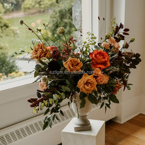 Boule de fleurs artificielles en soie ultra-réaliste pour décoration de mariage et de la Saint-Valentin, couleur caramel automnal - Product Image 5