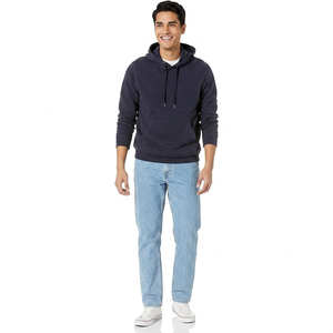 Pullover Cotton Polyester Mens <b>Brushed</b> <b>Back</b> Reverse Fleece Hoodies with Contrast Stitch Quick Dry Breathable Winter Casual - Product Image 1
