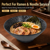 Ensemble de bols à ramen en céramique japonaise sur mesure, grand format, écologique, en grès, bols à soupe, baguettes, cuillère vide, fabrication en usine