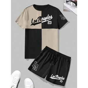 T-Shirt <b>Set</b> Oversized Hip-hop Streetwear Distressed Vintage Washed Cotton Tee Short Sleeve <b>Sets</b> Men's T-Shirts - Product Image 3