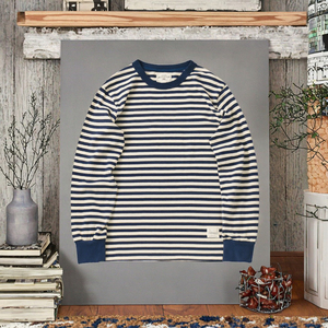 Sudadera a Rayas Informal de Algodón 100% de Nueva Moda Otoñal, Tejido Largo y Holgado, Fácil de Combinar, Tendencia de Moda - Product Image 3