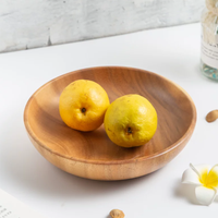 Moderne massief acacia houten schaal borden geheel van één stuk servies salade serveerschaal fruit noten granen ondiepe mond party houten bord