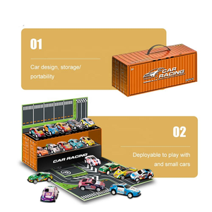 Ensemble <span class=keywords><strong>de</strong></span> voitures <span class=keywords><strong>de</strong></span> course miniatures en métal moulé sous pression, avec boîte <span class=keywords><strong>de</strong></span> rangement, portable, cadeau idéal pour les enfants - Product Image 2
