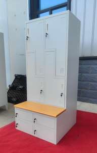 Casier métallique sur mesure en forme <span class=keywords><strong>de</strong></span> Z/L, armoire en acier à 4 portes avec banc et étagère pour vestiaire, bureau, <span class=keywords><strong>piscine</strong></span>, <span class=keywords><strong>salle</strong></span> <span class=keywords><strong>de</strong></span> <span class=keywords><strong>sport</strong></span>, dortoir - Product Image 5