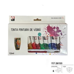 Set di 6 Colori di Vernice per Vetro da 12ml per Arte e Decorazione - Product Image 1