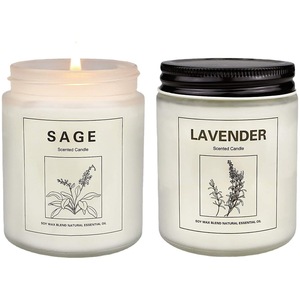 Vela Aromática de Salvia, Mezcla de Cera de Soja, Aceite Esencial Natural, Frasco de Vidrio Cilíndrico, Set de Regalo - Product Image 5