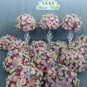 K-0298 centres de table boule de fleurs colorées artificielles de haute qualité décoration coureur d'arrangement de mariage