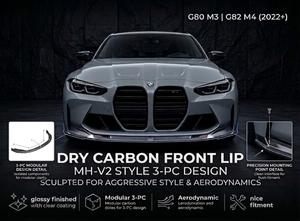 Lèvre avant en fibre de carbone sèche style MH-V2, design 3 pièces pour <span class=keywords><strong>BMW</strong></span> G80 M3 G82 M4 Coupé 2022+ - Product Image 2