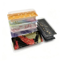 YS-02 Boîte à sushi rectangulaire jetable en PET de luxe, style japonais, avec couvercle, taille personnalisée, logo personnalisé, conteneur d'emballage alimentaire pour