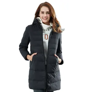 Doudoune longue à capuche, manteau imperméable, coupe-vent, 90 duvet, 10 plumes, pour femme