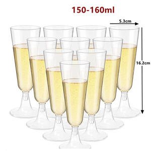 Flûtes à champagne en plastique DD1093 en gros, gobelets jetables à bord doré de 5 oz, verres à cocktail scintillants pour mariage et Thanksgiving - Product Image 2